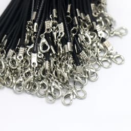 image-100pcs/Lot Bulk 1-2MM Black Wax Leather Snake Necklaces Cord String Rope Wire Extender Chain For Jewelry Making Wholesale