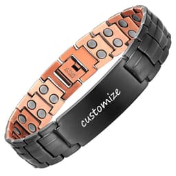 image-Copper Magnetic Bracelet Personalize ID Name Bracelets for Men Women Adjustable Wristband Bracelet Bangle Metal Jewelry Gift