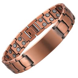 image-Copper Magnetic Bracelet Personalize ID Name Bracelets for Men Women Adjustable Wristband Bracelet Bangle Metal Jewelry Gift