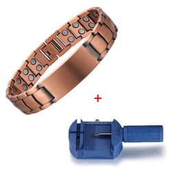 image-Copper Magnetic Bracelet Personalize ID Name Bracelets for Men Women Adjustable Wristband Bracelet Bangle Metal Jewelry Gift