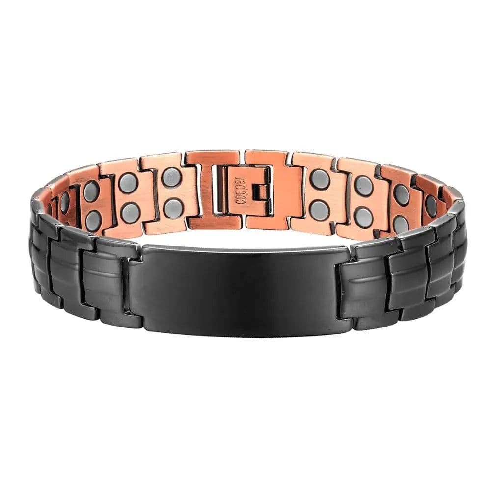 image-Copper Magnetic Bracelet Personalize ID Name Bracelets for Men Women Adjustable Wristband Bracelet Bangle Metal Jewelry Gift