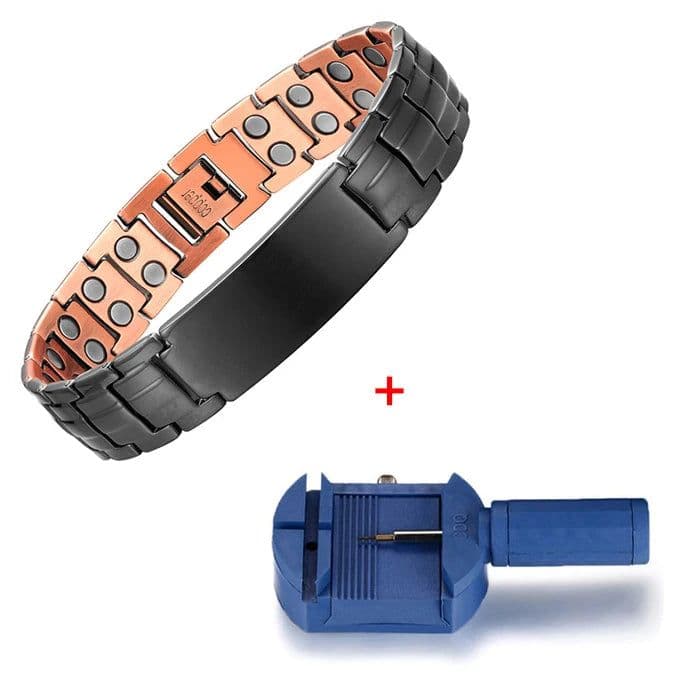 image-Copper Magnetic Bracelet Personalize ID Name Bracelets for Men Women Adjustable Wristband Bracelet Bangle Metal Jewelry Gift