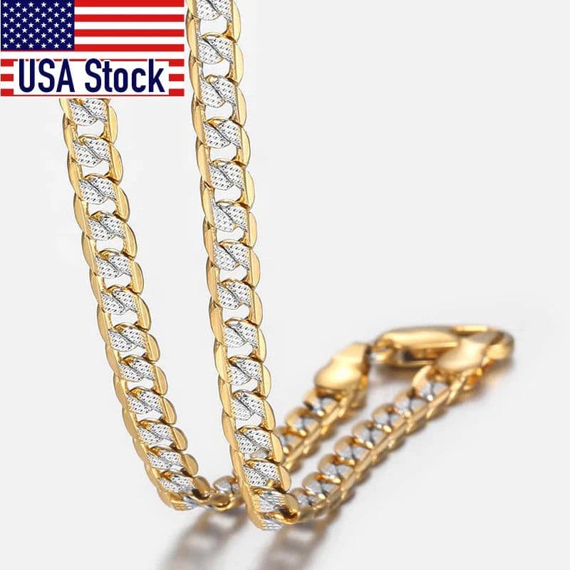 image-Trendsmax Gold Color Chain Necklace For Men Women Cuban Link Chain Male Necklace Fashion Men's Jewelry Wholesale Gifts 4mm GN64