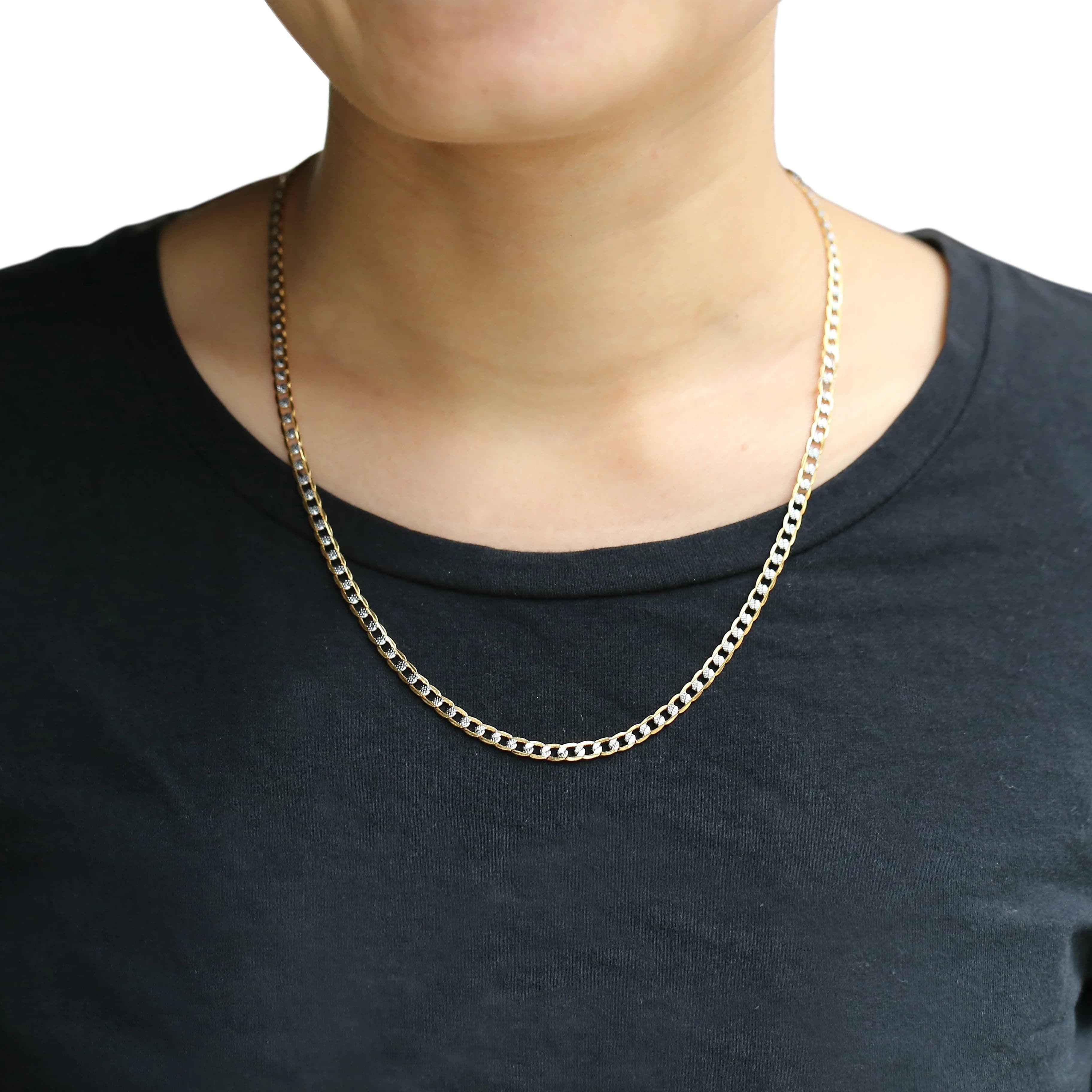 image-Trendsmax Gold Color Chain Necklace For Men Women Cuban Link Chain Male Necklace Fashion Men's Jewelry Wholesale Gifts 4mm GN64