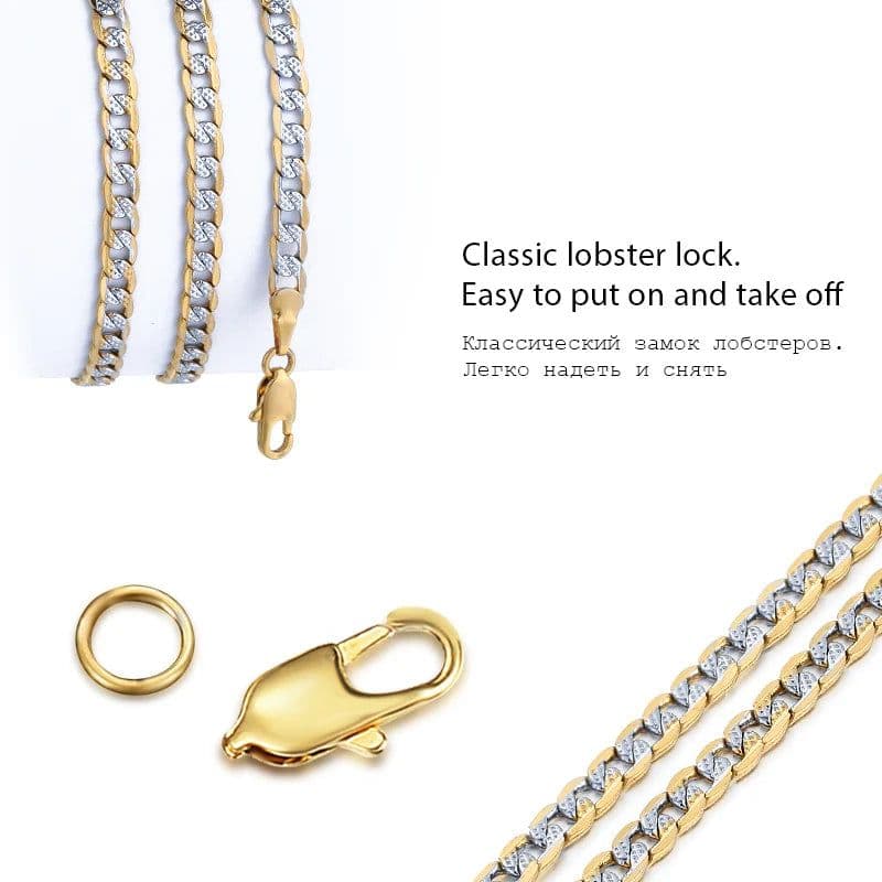image-Trendsmax Gold Color Chain Necklace For Men Women Cuban Link Chain Male Necklace Fashion Men's Jewelry Wholesale Gifts 4mm GN64