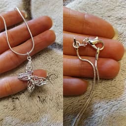 image-DOTEFFIL 925 Sterling Silver Butterfly Pendant Necklace 18/20/22/24/28/30 inch Snake Chain For Women Wedding Engagement Jewelry