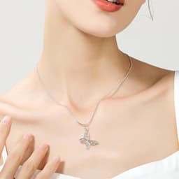 image-DOTEFFIL 925 Sterling Silver Butterfly Pendant Necklace 18/20/22/24/28/30 inch Snake Chain For Women Wedding Engagement Jewelry
