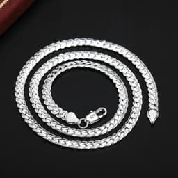 image-925 Sterling Silver Christmas Gifts European Style 6MM Flat Chain Necklace Bracelets Fashion for Man Women Jewelry Sets S085