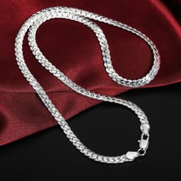 image-925 Sterling Silver Christmas Gifts European Style 6MM Flat Chain Necklace Bracelets Fashion for Man Women Jewelry Sets S085