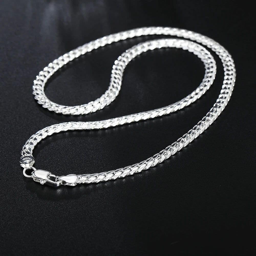image-925 Sterling Silver Christmas Gifts European Style 6MM Flat Chain Necklace Bracelets Fashion for Man Women Jewelry Sets S085