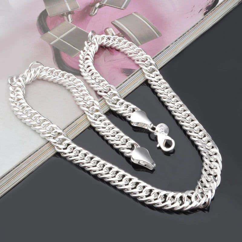 image-Aravant 925 Silver 10MM Link Chain Necklace For Men Women Fashion Jewelry Gifts