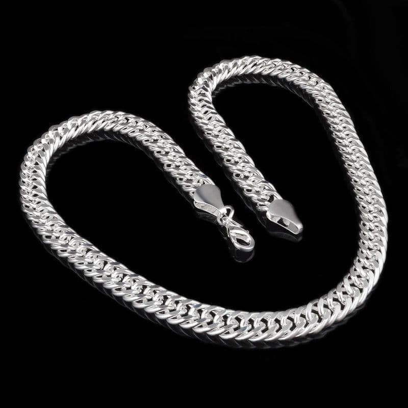 image-Aravant 925 Silver 10MM Link Chain Necklace For Men Women Fashion Jewelry Gifts