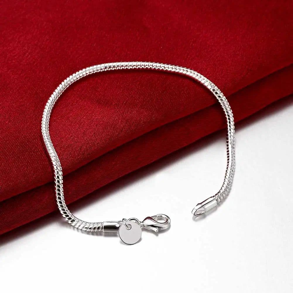 image-DOTEFFIL 925 Sterling Silver 16/18/20/22/24/26/30 Inch Snake Chain Bracelet Necklace Sets For Women Man Fashion Charm Jewelry
