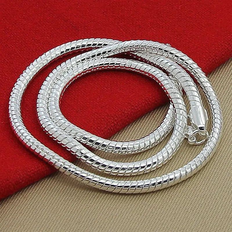 image-DOTEFFIL 925 Sterling Silver 16/18/20/22/24/26/30 Inch Snake Chain Bracelet Necklace Sets For Women Man Fashion Charm Jewelry