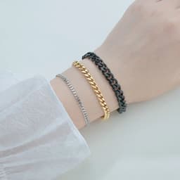 image-Sifisrri Punk Men 3/5/7mm Stainless Steel Curb Cuban Link Chain Bracelets Gold Color Solid Chains Unisex Wrist Jewelry Gift