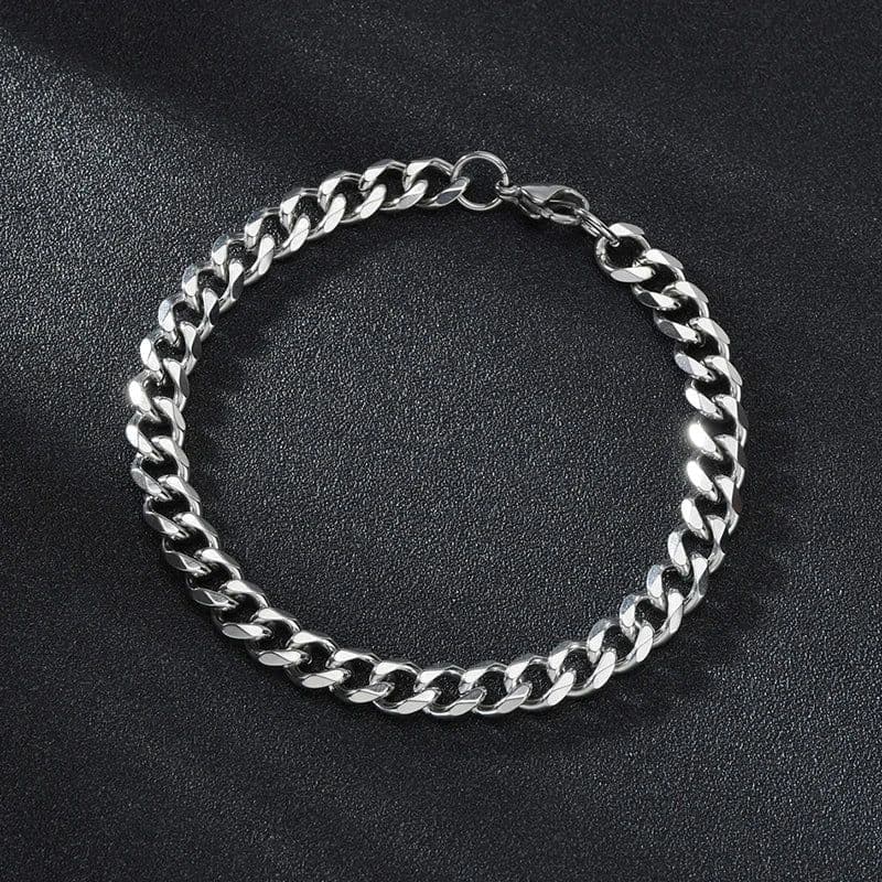 image-Sifisrri Punk Men 3/5/7mm Stainless Steel Curb Cuban Link Chain Bracelets Gold Color Solid Chains Unisex Wrist Jewelry Gift