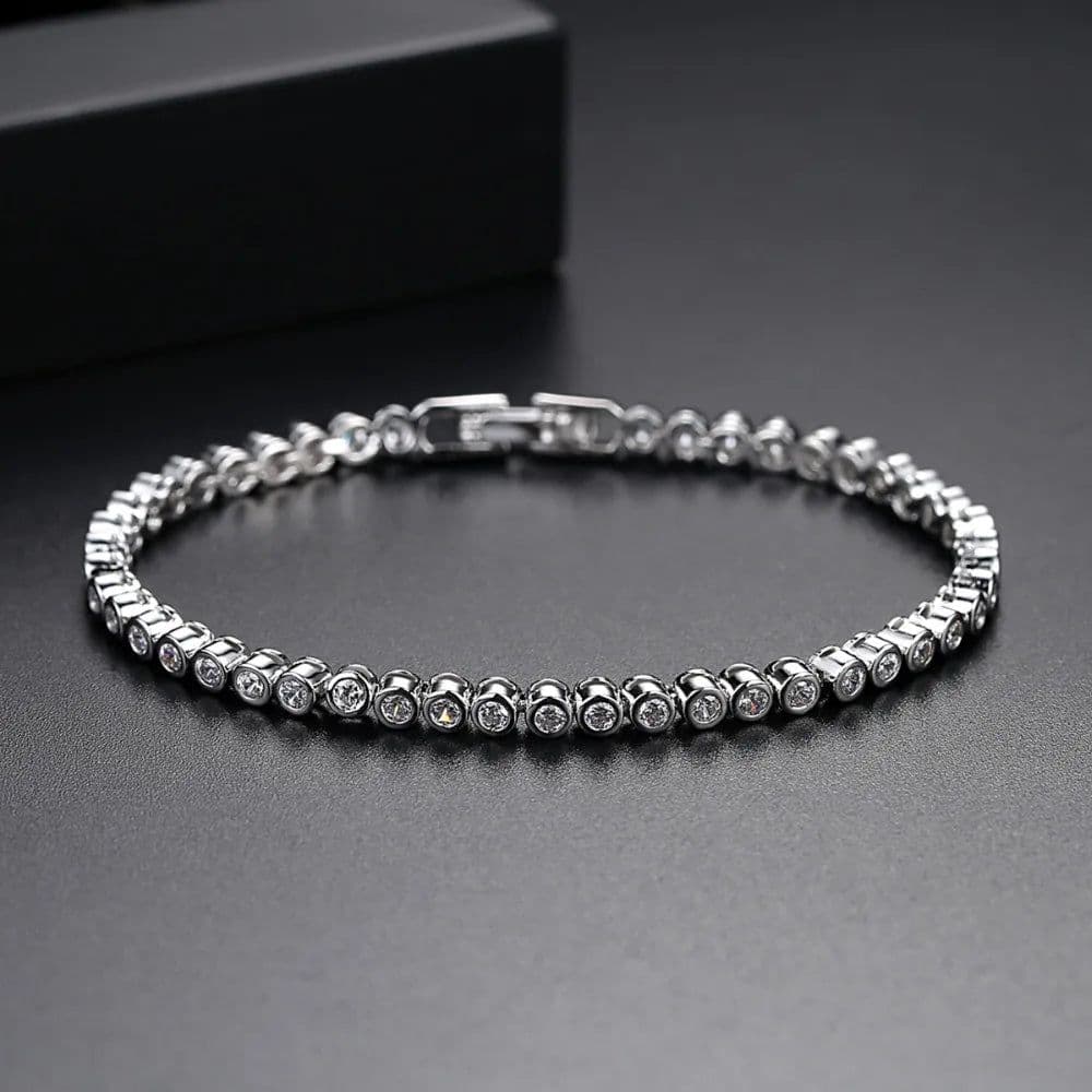 image-LUOTEEMI Brand Hot Selling Women Tennis Bracelet Luxury Round Clear CZ Beads Tennis Bangles for Men bijoux femme Unusual Jewelry