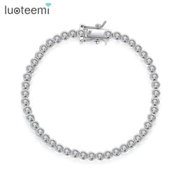 image-LUOTEEMI Brand Hot Selling Women Tennis Bracelet Luxury Round Clear CZ Beads Tennis Bangles for Men bijoux femme Unusual Jewelry