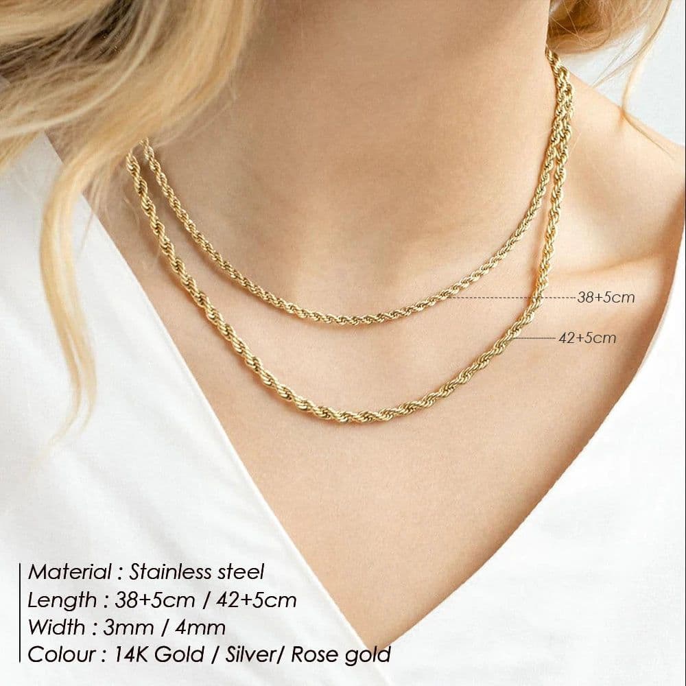 image-eManco Chain Necklace Chain Stacking Multiple Thin Chain Ladies 316 Stainless Steel Chain Jewelry