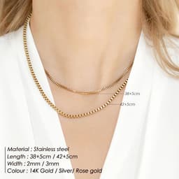 image-eManco Chain Necklace Chain Stacking Multiple Thin Chain Ladies 316 Stainless Steel Chain Jewelry