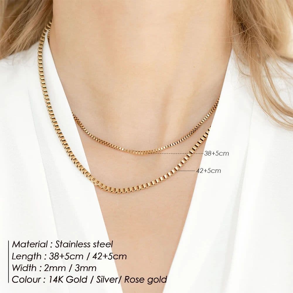 image-eManco Chain Necklace Chain Stacking Multiple Thin Chain Ladies 316 Stainless Steel Chain Jewelry