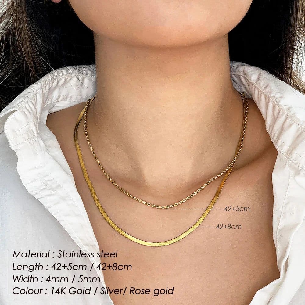image-eManco Chain Necklace Chain Stacking Multiple Thin Chain Ladies 316 Stainless Steel Chain Jewelry