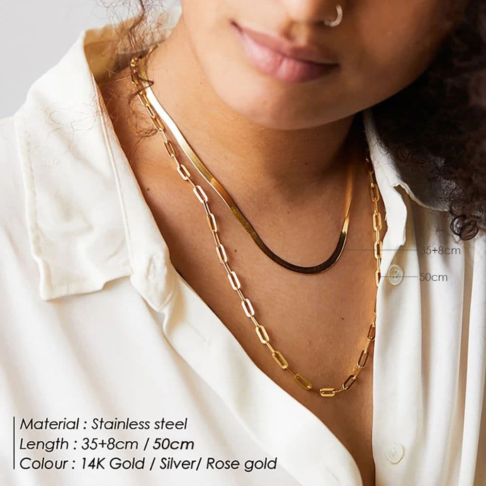 image-eManco Chain Necklace Chain Stacking Multiple Thin Chain Ladies 316 Stainless Steel Chain Jewelry