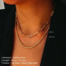 image-eManco Chain Necklace Chain Stacking Multiple Thin Chain Ladies 316 Stainless Steel Chain Jewelry