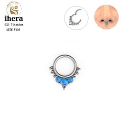 image-G23 Titanium Opal Nose Ring 8/10mm Septum Piercing Clicker Women Men Ear Cartilage Piercing Earring Body Jewelry