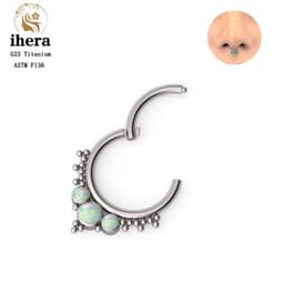 image-G23 Titanium Opal Nose Ring 8/10mm Septum Piercing Clicker Women Men Ear Cartilage Piercing Earring Body Jewelry