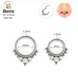 image-G23 Titanium Opal Nose Ring 8/10mm Septum Piercing Clicker Women Men Ear Cartilage Piercing Earring Body Jewelry