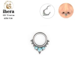 image-G23 Titanium Opal Nose Ring 8/10mm Septum Piercing Clicker Women Men Ear Cartilage Piercing Earring Body Jewelry