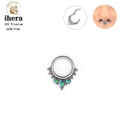 image-G23 Titanium Opal Nose Ring 8/10mm Septum Piercing Clicker Women Men Ear Cartilage Piercing Earring Body Jewelry