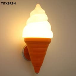 image-Dessert Shop Restaurant Ice Cream Cones Wall Lamp Creative Children's Room Bedside LED Lights Art Deco Fixture Home Lighting