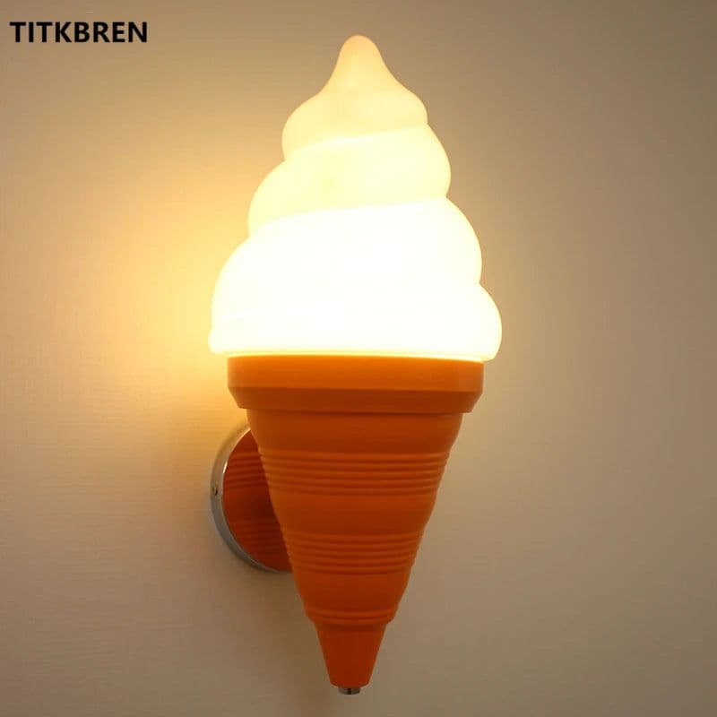 image-Dessert Shop Restaurant Ice Cream Cones Wall Lamp Creative Children's Room Bedside LED Lights Art Deco Fixture Home Lighting