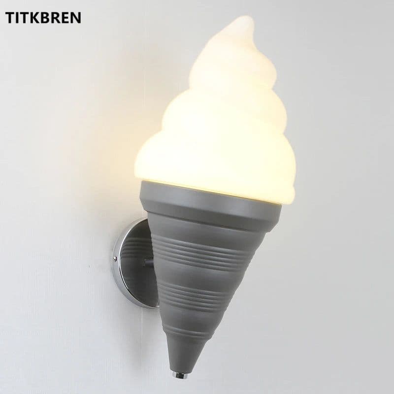 image-Dessert Shop Restaurant Ice Cream Cones Wall Lamp Creative Children's Room Bedside LED Lights Art Deco Fixture Home Lighting