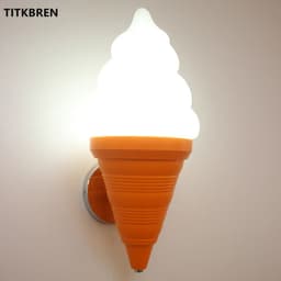 image-Dessert Shop Restaurant Ice Cream Cones Wall Lamp Creative Children's Room Bedside LED Lights Art Deco Fixture Home Lighting
