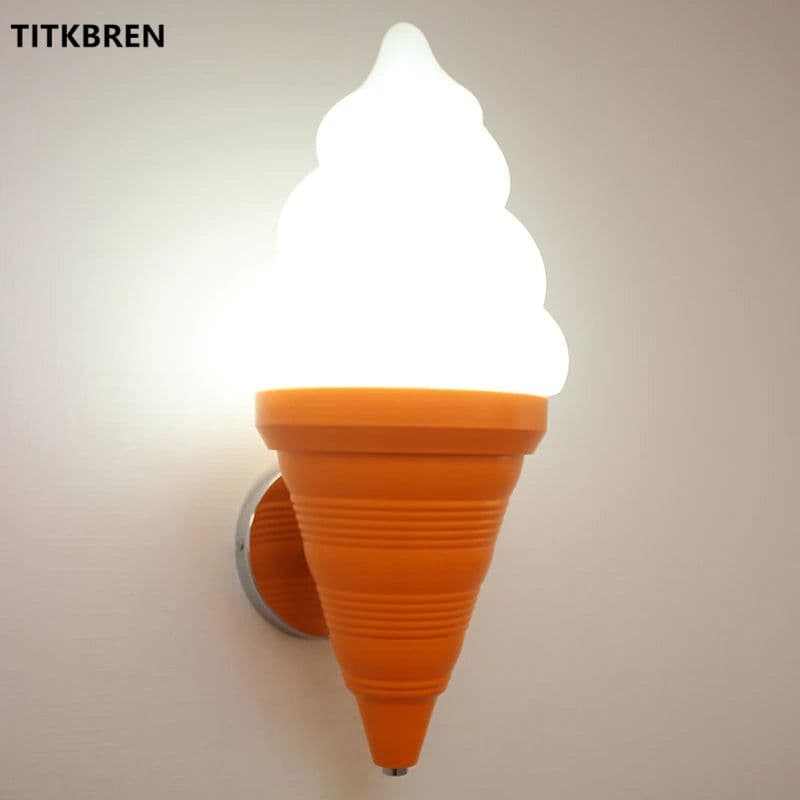 image-Dessert Shop Restaurant Ice Cream Cones Wall Lamp Creative Children's Room Bedside LED Lights Art Deco Fixture Home Lighting