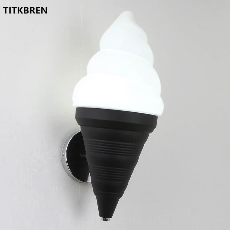 image-Dessert Shop Restaurant Ice Cream Cones Wall Lamp Creative Children's Room Bedside LED Lights Art Deco Fixture Home Lighting