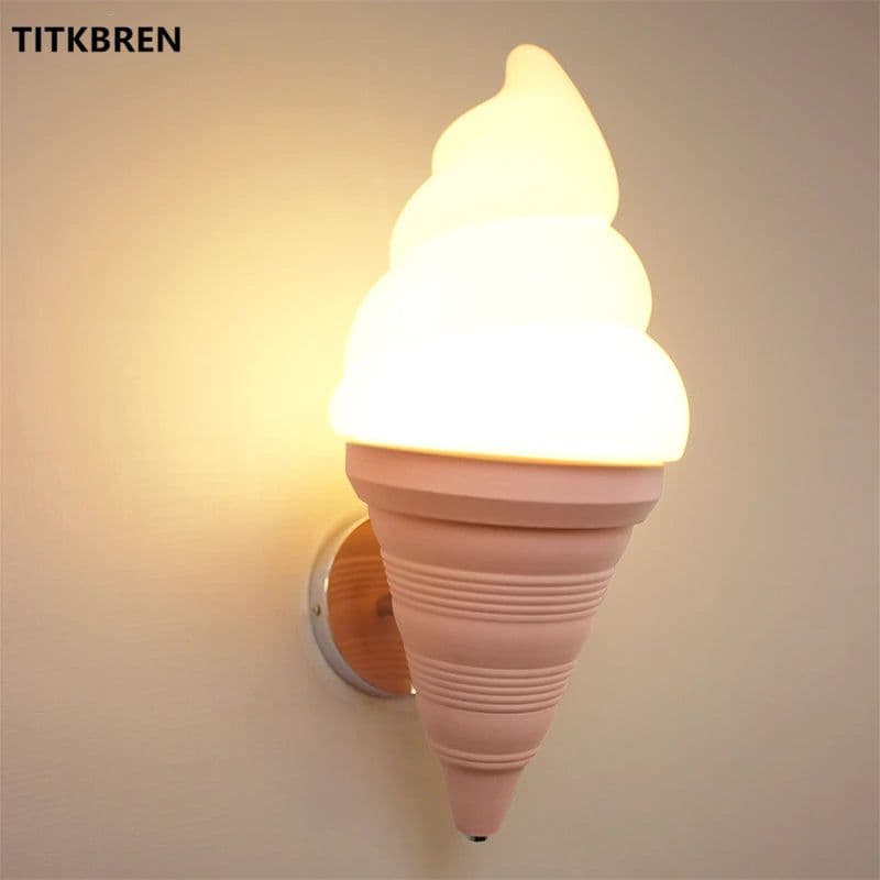 image-Dessert Shop Restaurant Ice Cream Cones Wall Lamp Creative Children's Room Bedside LED Lights Art Deco Fixture Home Lighting