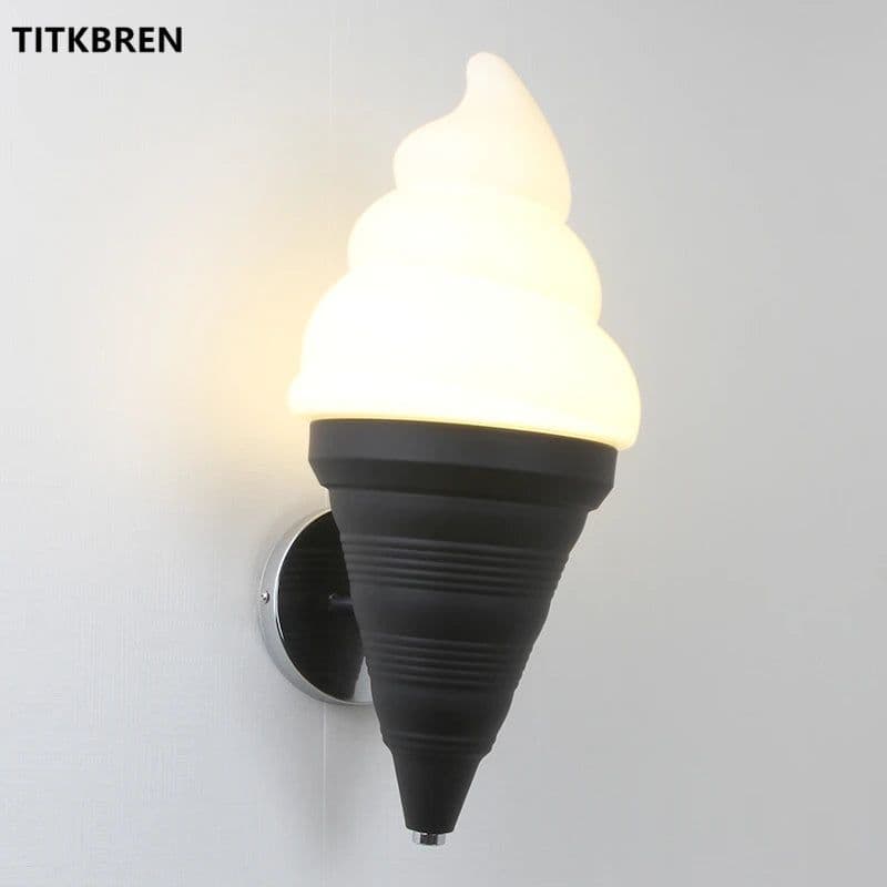 image-Dessert Shop Restaurant Ice Cream Cones Wall Lamp Creative Children's Room Bedside LED Lights Art Deco Fixture Home Lighting