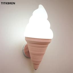 image-Dessert Shop Restaurant Ice Cream Cones Wall Lamp Creative Children's Room Bedside LED Lights Art Deco Fixture Home Lighting