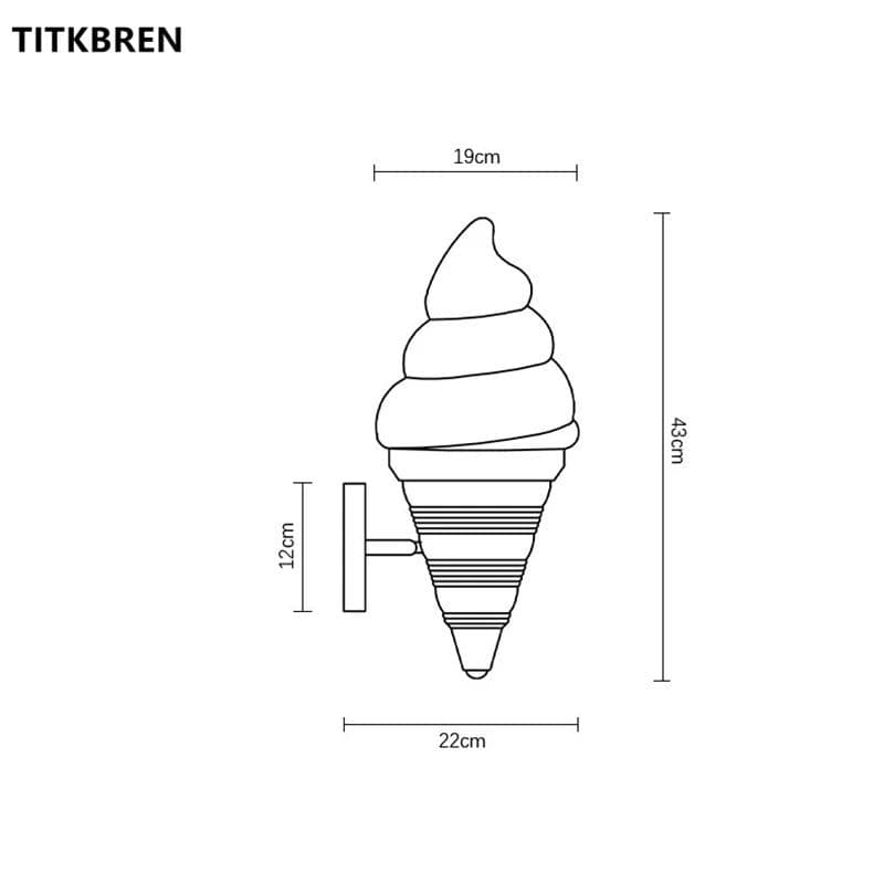 image-Dessert Shop Restaurant Ice Cream Cones Wall Lamp Creative Children's Room Bedside LED Lights Art Deco Fixture Home Lighting