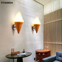 image-Dessert Shop Restaurant Ice Cream Cones Wall Lamp Creative Children's Room Bedside LED Lights Art Deco Fixture Home Lighting