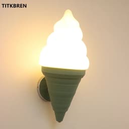 image-Dessert Shop Restaurant Ice Cream Cones Wall Lamp Creative Children's Room Bedside LED Lights Art Deco Fixture Home Lighting