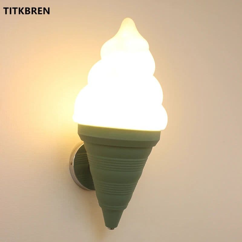 image-Dessert Shop Restaurant Ice Cream Cones Wall Lamp Creative Children's Room Bedside LED Lights Art Deco Fixture Home Lighting