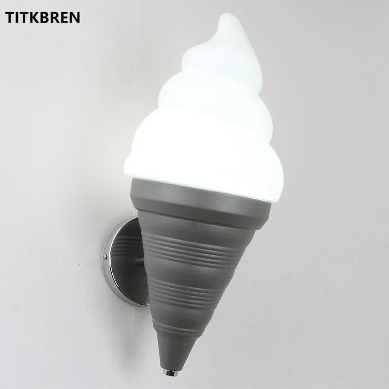 image-Dessert Shop Restaurant Ice Cream Cones Wall Lamp Creative Children's Room Bedside LED Lights Art Deco Fixture Home Lighting
