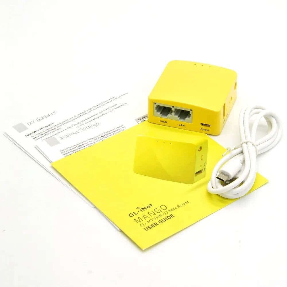 image-GL.iNet-MT300N-V2(Mango) Portable Mini Travel Wireless Pocket Router - WiFi Router/Access