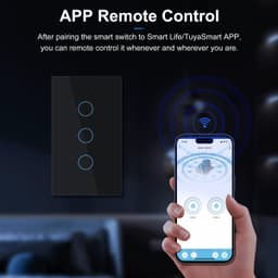 image-GIRIER Smart Wifi Touch Switch No Neutral Wire Required Smart Home 1/2/3 Gang Light Switch 100-240V Works with Alexa Hey Google
