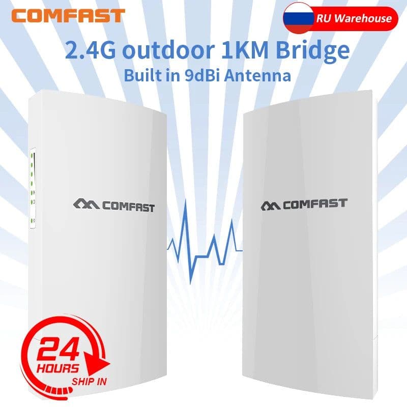 image-COMFAST CF-E130N 1KM 300Mbps 2.4Ghz Outdoor Mini Wireless AP Bridge WIFI CPE Access Point 9dBi WI-FI Antenna Nanostation Router